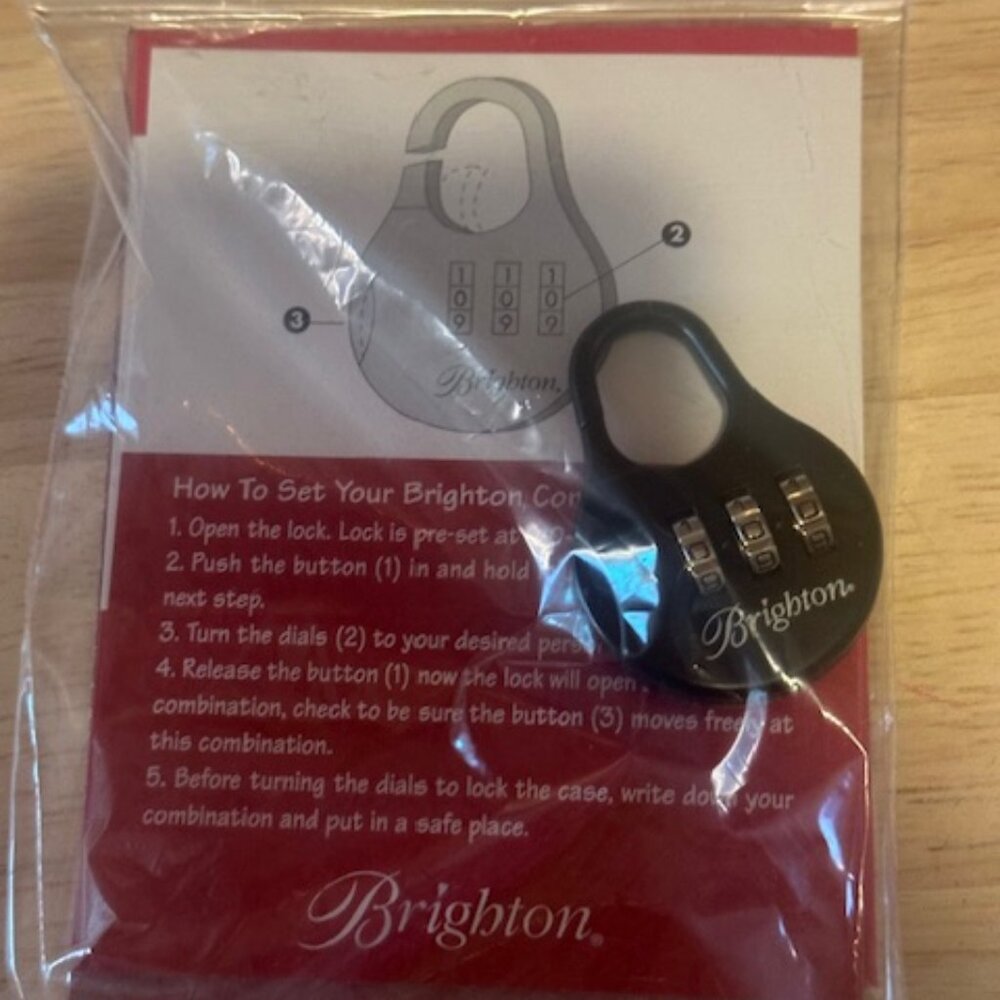 Brighton Combination Luggage Lock Travel Bags Black NEW